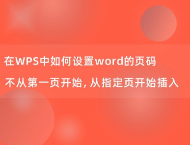 在WPS中如何设置word的页码不从第一页开始，从指定页开始插入